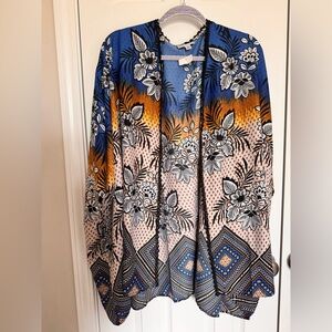 BOHO Kimono Catherine’s Blue and Gold Orange Gradient with Florals